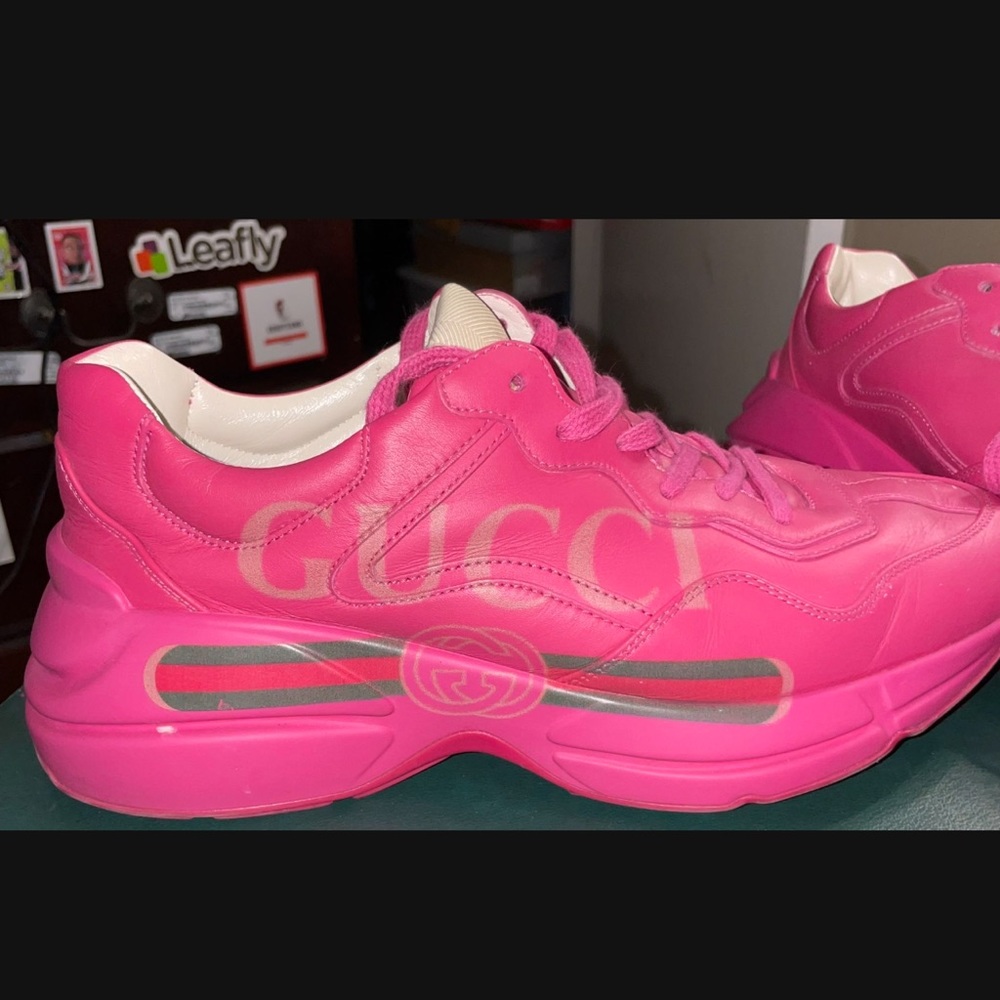Gucci Womens Pink Rhyton Logo Leather ORIGINAL